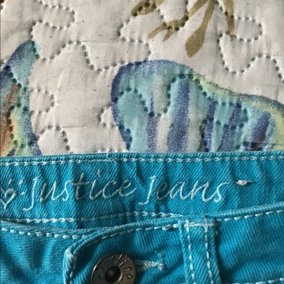 Justice Jeans  turquoise girls  size 10R  great shape 4 pockets heart 💜 - Picture 7 of 10